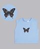 Bolly Lounge Cotton Sleeveless Butterfly Printed Crop Top - Turquoise