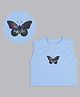 Bolly Lounge Cotton Sleeveless Butterfly Printed Crop Top - Turquoise