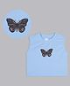 Bolly Lounge Cotton Sleeveless Butterfly Printed Crop Top - Turquoise