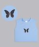Bolly Lounge Cotton Sleeveless Butterfly Printed Crop Top - Turquoise