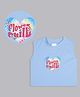 Bolly Lounge Cotton Sleeveless Flower Child Text Printed Crop Top - Turquoise
