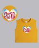 Bolly Lounge Cotton Sleeveless Flower Child Text Printed Crop Top - Yellow
