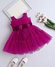 The Magic Wand Sleeveless Bow Applique Detailed Flared Dress - Magenta