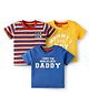Babyhug Cotton Knit Half Sleeves T-Shirts with Text Print & Stripes Pack of 3 - Yellow Blue & White