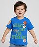 Babyhug Cotton Knit Half Sleeves T-Shirt With Great Day For Winning Text Print - Blue