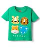 Babyhug Cotton Knit Half Sleeves T-Shirt with Animal Print & Patch Detailing - Green