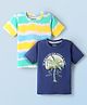 Honeyhap Premium Cotton Knit With Bio Finish Half Sleeves T-Shirts with Beach Theme Print Pack of 2 -Limoges Bright White