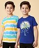 Honeyhap Premium Cotton Knit With Bio Finish Half Sleeves T-Shirts with Beach Theme Print Pack of 2 -Limoges Bright White