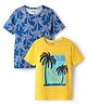 Honeyhap Premium Cotton Knit With Bio Finish Half Sleeves T-Shirts with Beach Theme Print Pack of 2 -Snap Dragon Bright White & Skydiver