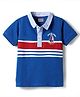 Babyhug Cotton Knit Half Sleeves Cut & Sew Polo T-Shirt With Yatch Club Embroidery - Blue
