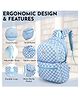 Baby Girl Checkered Backpack for School & Travel  Stylish Lightweight Bag  Color Sky Blue - 16.5 Inch