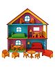 Clapjoy DIY Wooden Toy House with Furniture for Kids with free paint set