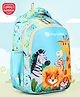 Play Nation Jungle theme School Backpack|2 Compartments, 1 side Bottle Pocket|Water Resistant|Long lasting & Durable Zippers | Comfortable back cushioning | For School & Outdoors|Blue- 15.8 inches