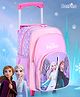 Bonfino Disney Frozen Sisters  Trolley Backpack|2 Compartments, 1 Front Pocket, 2 side Bottle Pockets|Water Resistant|Long lasting & Durable Zippers | For School & Outdoors|Lavender Pink- 16inches