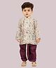 ETHNIKS NEURON Cotton Full Sleeves Floral Printed Kurta Dhoti Set - Violet