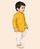 ETHNIKS NEURON Long Sleeves Foil Striped Kurta Pant Set with Mala - Yellow