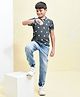 Kiwi Cotton Half Sleeves Star Printed Polo Tee - Charcoal Grey