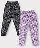 Hrit Cotton Pack Of 2 Dinosaur & Cheetah Printed Track Pantss - Navy Blue & Purple