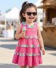 Babyhug Single Jersey Knit Sleeveless Tiered Frock with Polka Dots Print - Pink