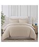 Filymore Super King Size Plain Solid Stripe  Double Bedsheet With Two King Size Pillow Cover Made With Pure Microfiber(Size 108x108 Inches)(Colour-cream)