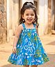 Babyhug Single Jersey Knit Sleeveless Frock with Floral Print - Blue