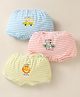 Bodycare Cotton Knit Bloomers With Stripes & Text Print Pack Of 3 - Yellow Blue & Orange
