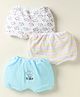 Bodycare Cotton Knit Briefs With Stripes & Animal Print Pack Of 3 - Light Blue Yellow & White
