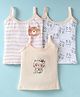 Bodycare Cotton Knit Sleeveless Slips With Stripes & Bunny Print Pack Of 3 - White & Cream