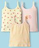 Bodycare Cotton Knit Sleeveless Slips With Stripes & Butterfly Print Pack Of 3 - Yellow & Pink