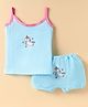 Bodycare Cotton Knit Sleeveless Top and Shorts Set with Unicorn Print - Light Blue & Pink