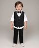 BAD BOYS Cotton Full Sleeves Three Piece Textured Party Suit Set With Bow - Black