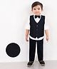 BAD BOYS Cotton Full Sleeves Three Piece Textured Party Suit Set With Bow - Blue