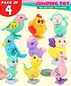 Fiddlerz Jumping Toy for Kids Wind Up Key Operated Toy Colorful & Funny Toys for Toddlers/Baby- Pack of 4 (Design & Color May Vary)