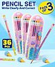 Fiddlerz Graphite Pencil Sets with 36 HB Pencils and 3 Ice Cream-Shaped Erasers Vibrant Colors Hexagonal Design for Comfortable Grip Smooth Writing Ideal for School and Art Projects Fun Gift for Kids and Students