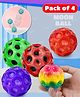 Fiddlerz Bouncing Moon Ball for Kids with Soft Rubber Stress Ball Set Playground Toy Best Gift for Boys and Girl - Pack of 4 (Random Color)