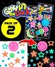 Fiddlerz Glow in The Dark Stickers Stars and Moon Wall Stickers with Double-Sided Tape for Kids Bedroom Ceiling Room Decoration Absorbs Light for Luminous Effect Home Décor Pack of 2