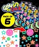 Fiddlerz Glow in The Dark Stickers Stars and Moon Wall Stickers with Double-Sided Tape for Kids Bedroom Ceiling Room Decoration Absorbs Light for Luminous Effect Home Décor Pack of 6