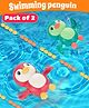 Fiddlerz Wind-Up Swimming Penguin Bath Toys for Babies Fun Floating Water Play Clockwork Swimming Action Bathtub Pool Toys Interactive Water Toys for Boys and Girls- (Pack of 2)