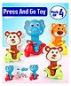 Fiddlerz Press and Go Scooter Toys Animal Themed Bike Head Rotating Push Down to Move Forward Fun Learning Playset for Toddlers Boys and Girls- (Pack of 4)