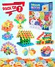 Fiddlerz Interlocking Building Blocks for Kids Flower Shaped Blocks Educational Construction Set - 100 Pieces - Multicolor