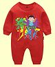 The Peppy Tend Holi Theme 100% Cotton Full Sleeves My First Holi Text Printed Romper - Red