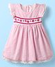 Babyhug Cotton Knit Half Sleeves  Frock With Strawberry Embroidery - Pink