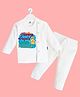 The Peppy Tend Holi Theme 100% Cotton Full Sleeves Mumma Papas Little Pichkari Text Printed Tee With Pajama Set - White