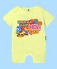 The Peppy Tend 100% Cotton Holi Theme Half Sleeves Bura Na Mano Holi Hai Text Printed Romper - Yellow