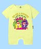 The Peppy Tend 100% Cotton Holi Theme Half Sleeves Do Me a Favour Lets Play Holi Text Printed Romper - Yellow