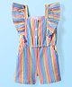 Babyhug Cotton Knit Frill Sleeves Striped Jumpsuit - Multicolor