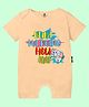 The Peppy Tend 100% Cotton Holi Theme Half Sleeves Bura Na Mano Holi Hai Text Printed Romper - Peach
