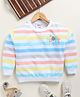 Biskid Cotton Full Sleeves Striped & Sport Text Printed Sweatshirt - Blue & Multi Colour