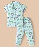 Smarty Girl Sinker knit Half Sleeves Night Suit with Text Print - Light Blue