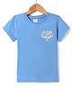 Smarty Girls Cotton Knit Half Sleeves Top with Floral & Love More Worry Less Text Print - Blue